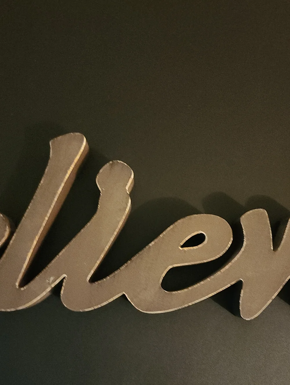 Believe Script Wall Accent in Brown